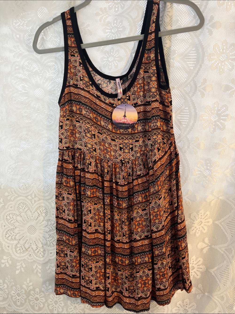 Love By Design Brown and Black Printed Mini Dress NWT XS